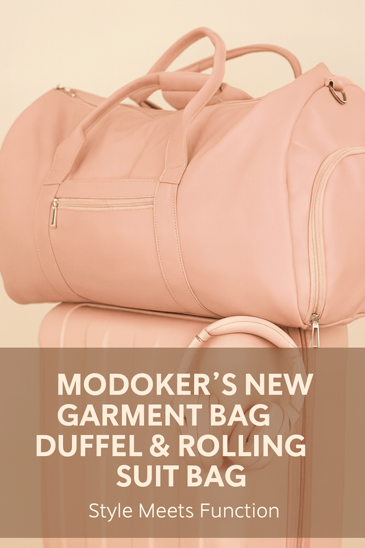 Modoker garment bag with handles in pink, stylish duffel for women’s travel.