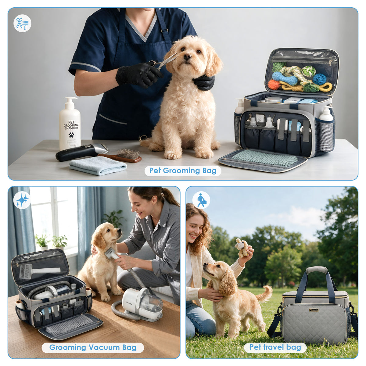 Modoker Dog Grooming Vacuum Organizer Bag with Tool Storage