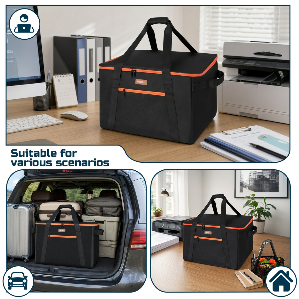 Padded Printer Carrying Case,Heavy Duty Water Resistant 600D Exterior Thick Padding & Multiple Pockets for Event Printers, Accessories & Cords