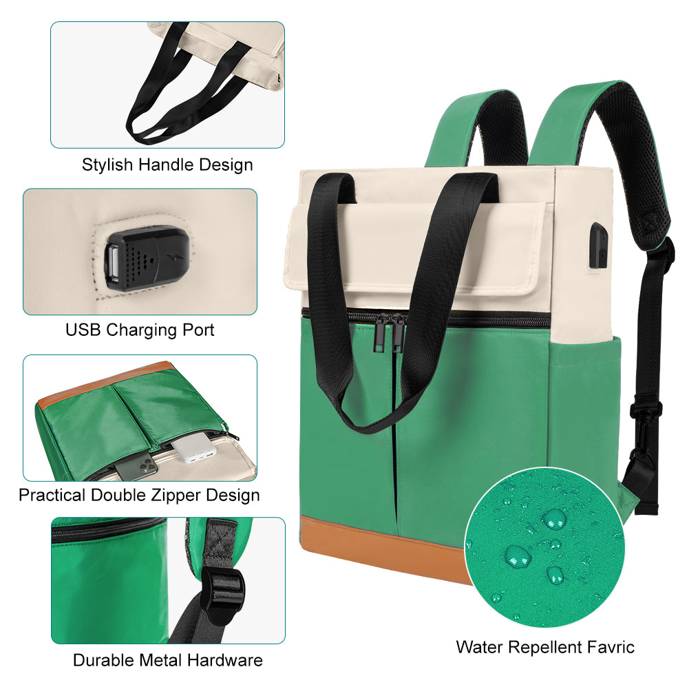 Modoker Convertible Daypack Laptop Backpack, Computer Backpack Work Backpack with USB Charging Port