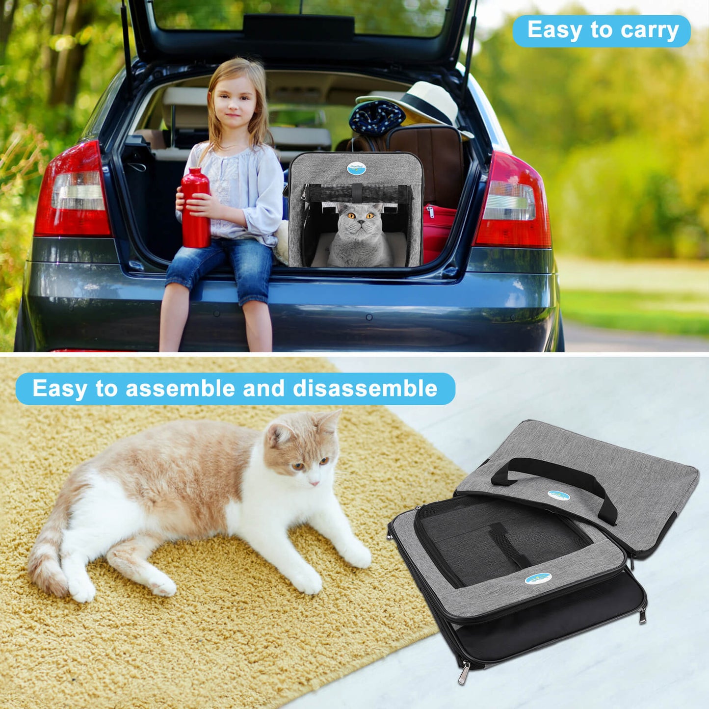 18.5x15.75x8.26 Inches Cat, Dog Carrier for Pets Up to 16 Lbs, Soft-Sided Cat Bag Animal Carriers Travel Puppy Carry As a Toy of Fabric Pet Home