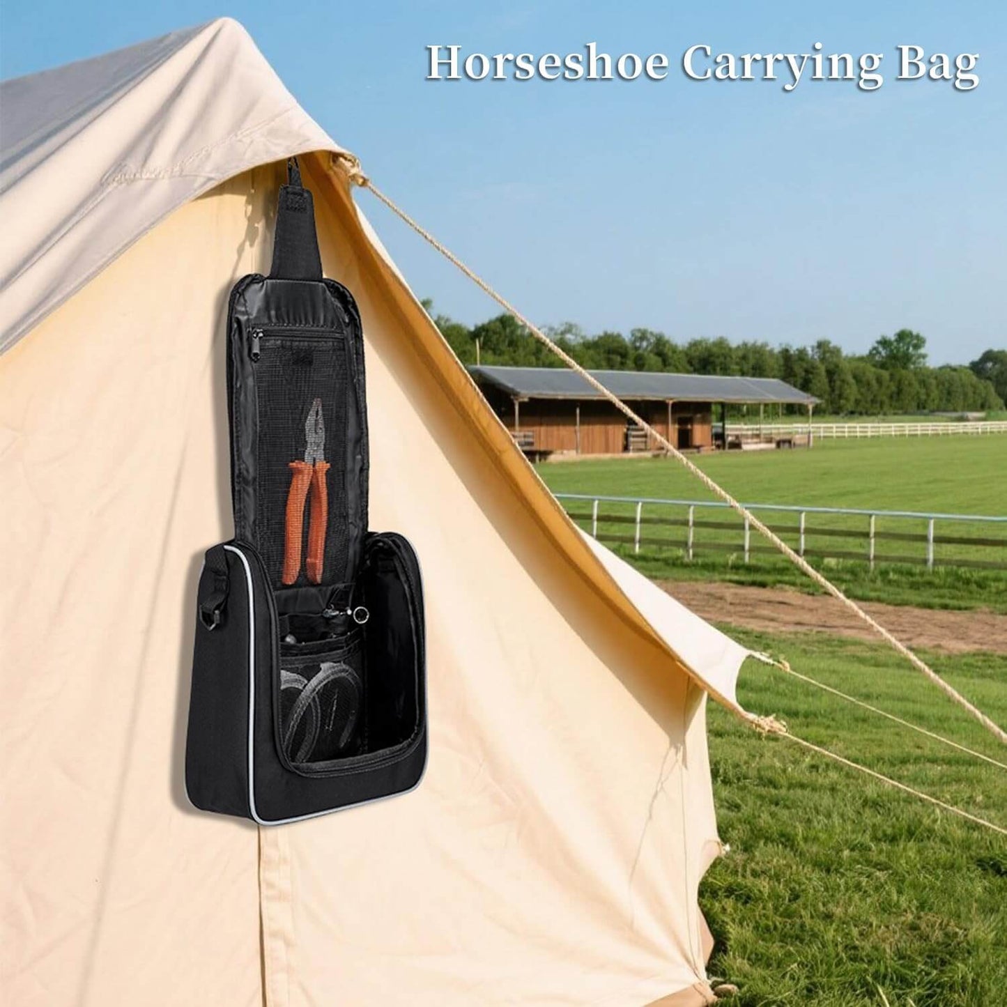 Portable Horseshoe Storage Bag for Carrying Horseshoe Outdoor Game Equipment,Lightweight and Durable,Can Store 2 Pairs of Horseshoes(Bag Only)