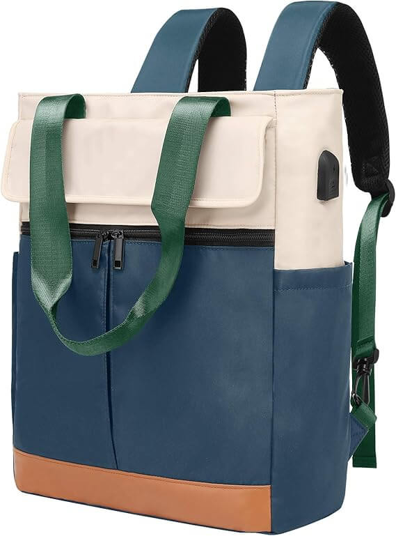 Convertible Daypack Laptop Backpack, Computer Backpack Work Backpack with USB Charging Port