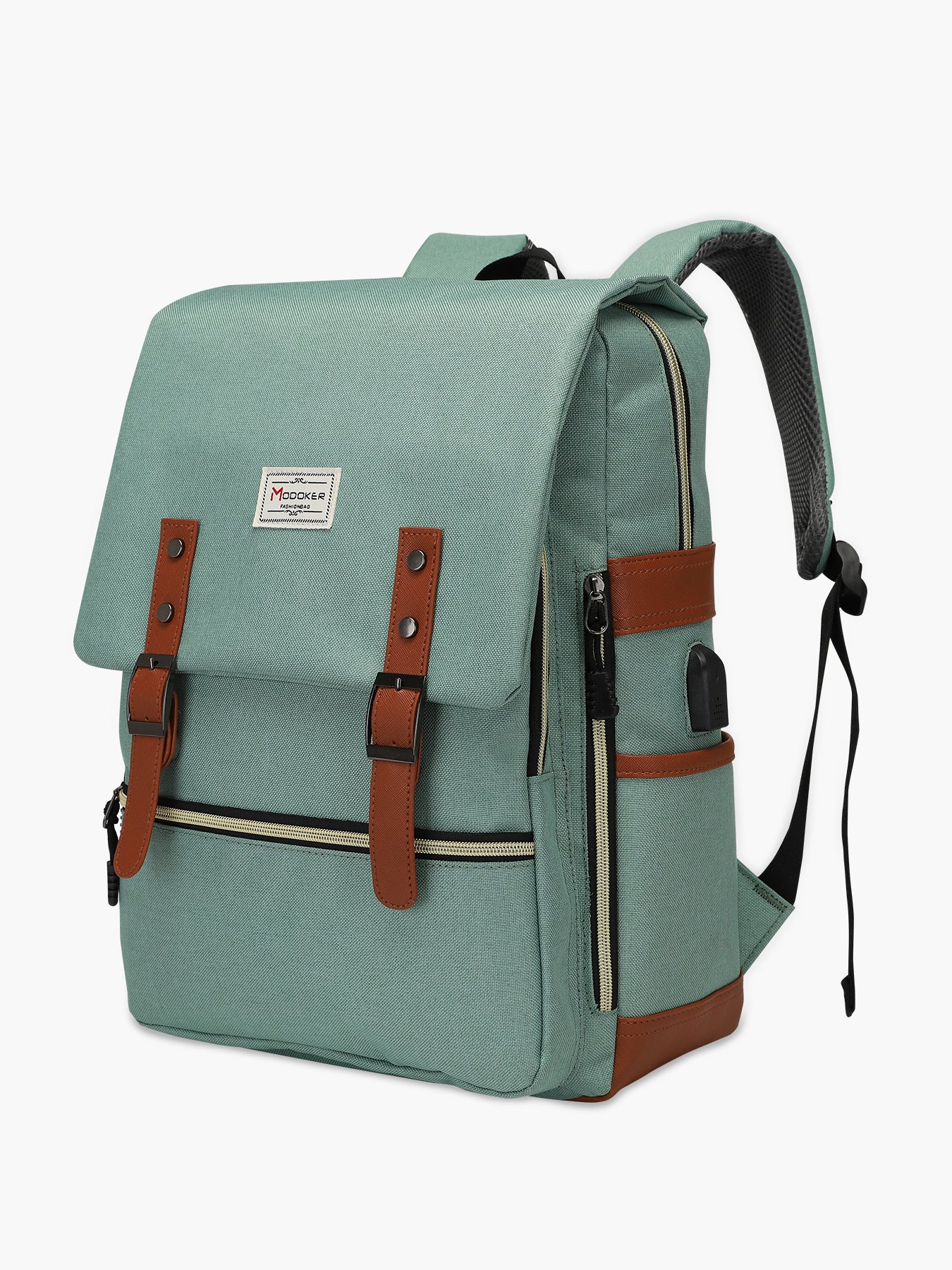 Modoker 15'' Vintage Laptop Backpack with USB Charging Port Modoker