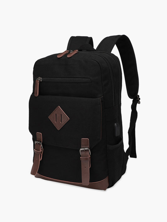 Modoker Canvas Vintage 15.6 Inch Laptop Backpack With USB Charging Port- Brown Modoker
