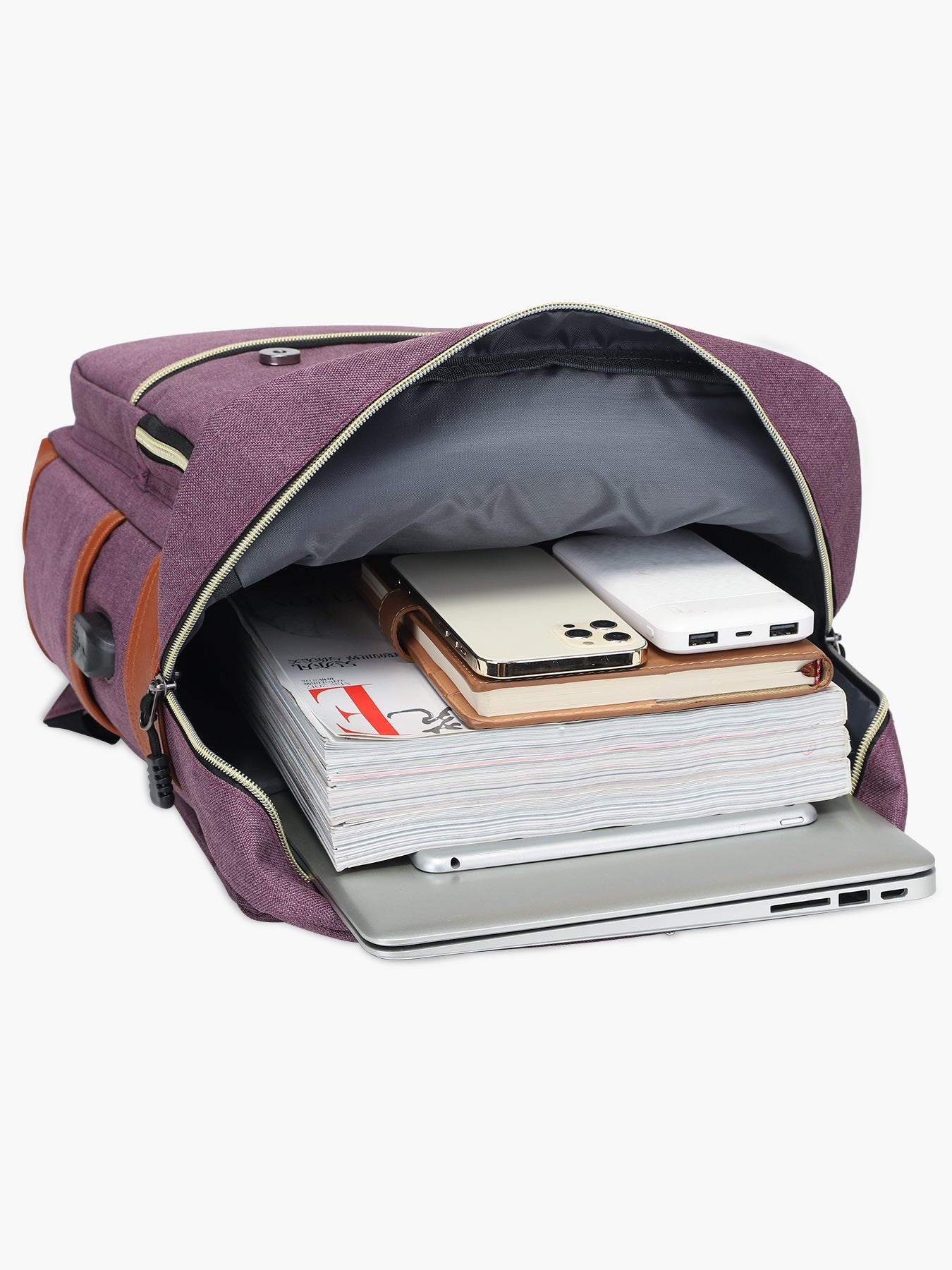 Modoker 15'' Vintage Laptop Backpack with USB Charging Port Modoker