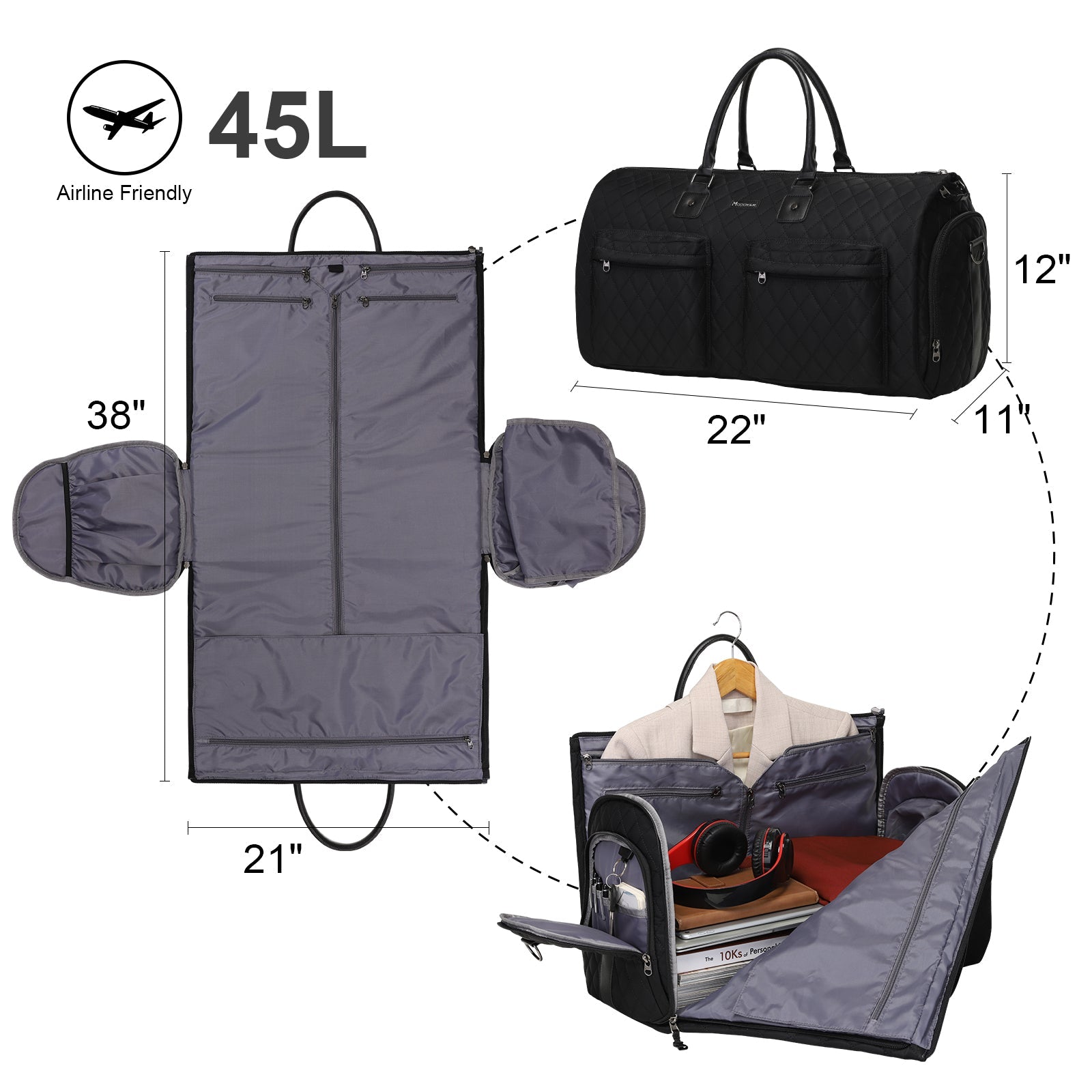 Waterproof Carry On Garment Bag Garment Duffel Bag Modoker