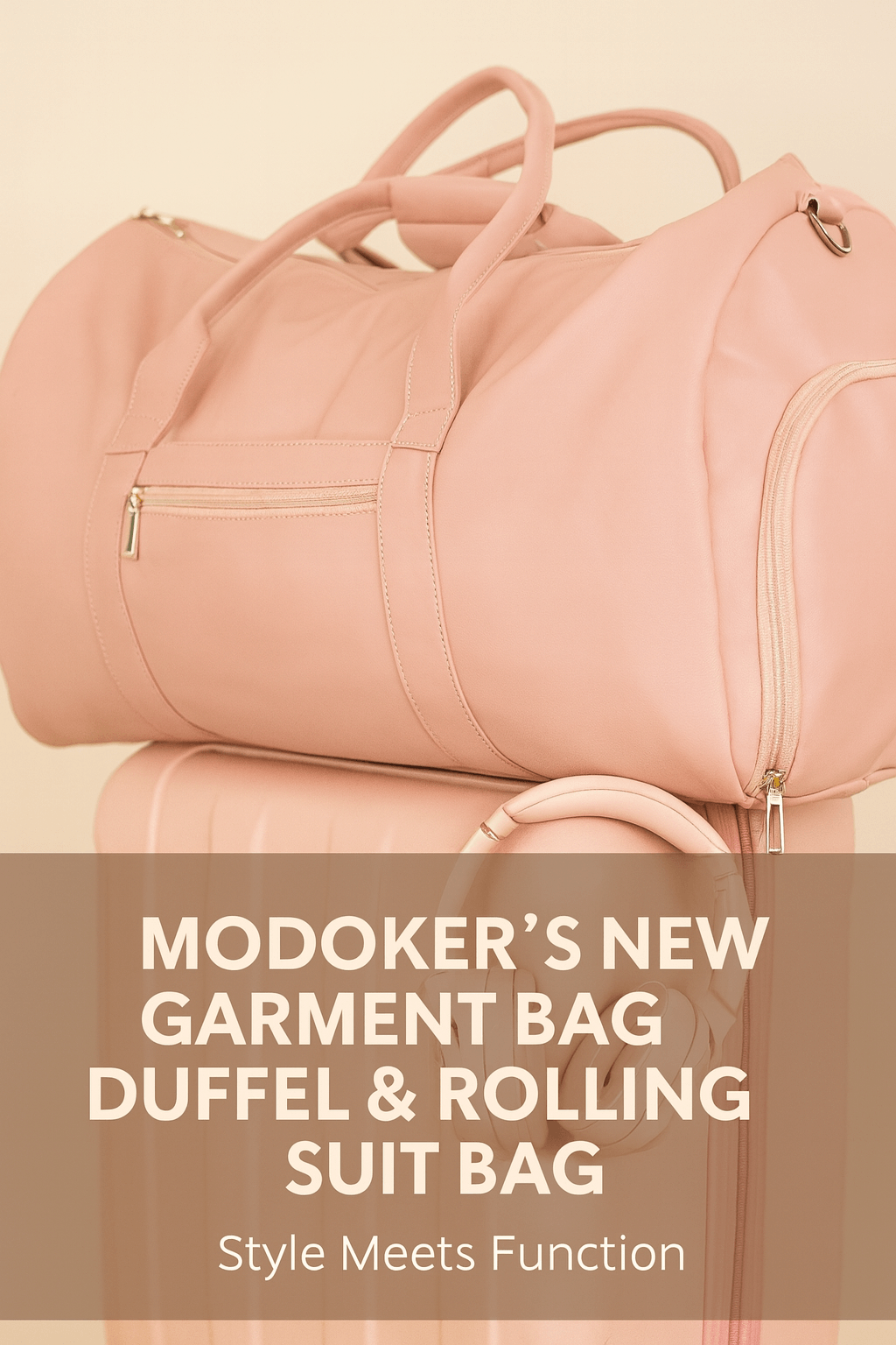 Modoker garment bag with handles in pink, stylish duffel for women’s travel.