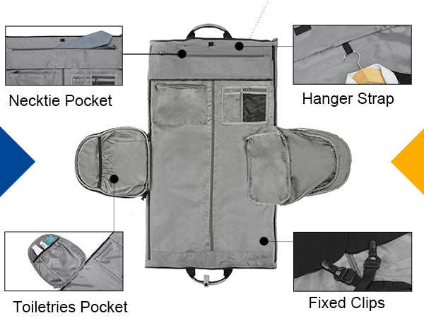 Modoker Convertible Suit Garment Bag with Shoulder Strap For Men Black