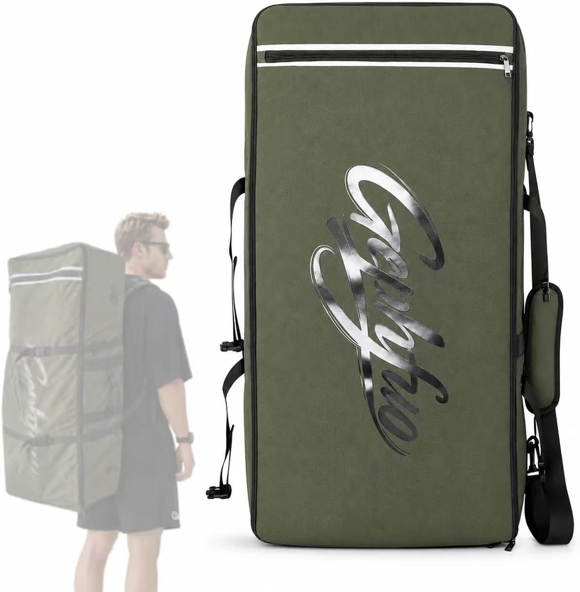 Inflatable Stand Up Paddle Board Bag, 2-in-1 110L Large Capacity Paddle Board Backpack with Padded Shoulder Straps, Water Resistant SUP Travel Bag for Pump, Paddle Board& Accessories