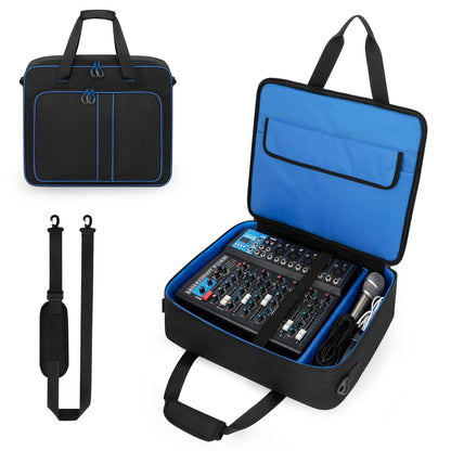Padded Audio Equipment Carrying Case with Multi-Pocket Storage for Microphones, Cables & Accessories