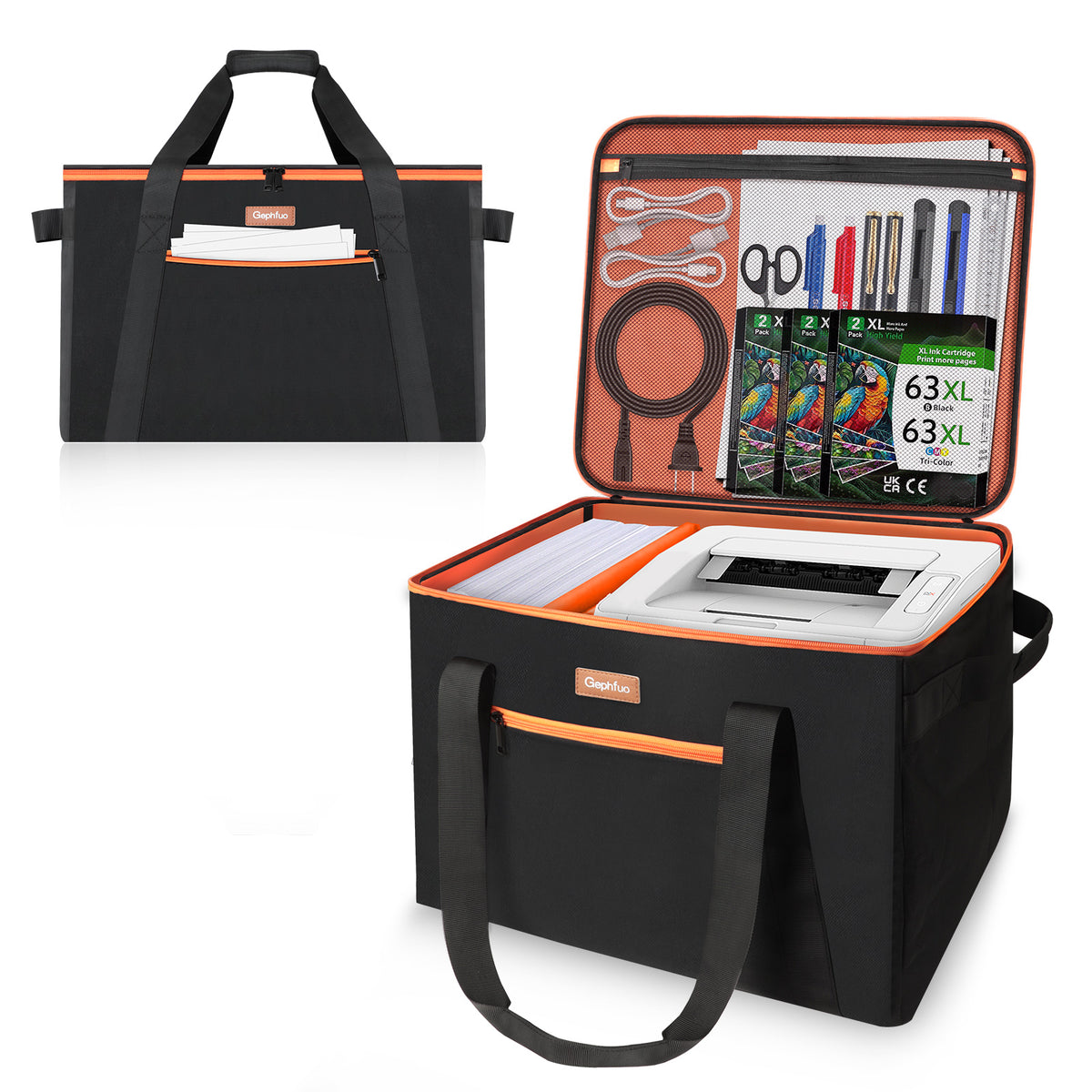Padded Printer Carrying Case,Heavy Duty Water Resistant 600D Exterior Thick Padding & Multiple Pockets for Event Printers, Accessories & Cords