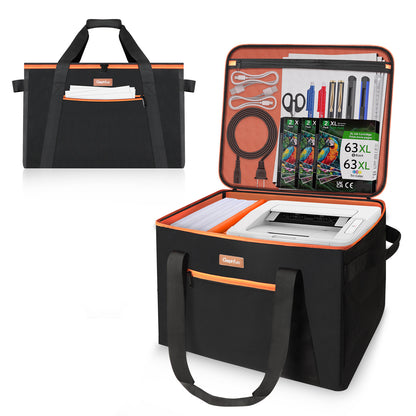 Padded Printer Carrying Case,Heavy Duty Water Resistant 600D Exterior Thick Padding & Multiple Pockets for Event Printers, Accessories & Cords