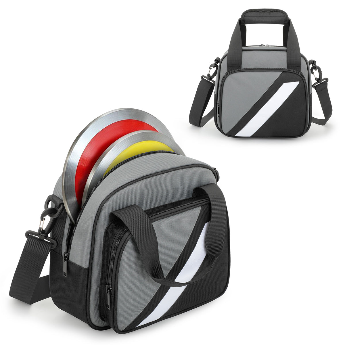 Competition-Ready Discus Carry Bag for 2 Discus with Padded Storage, Shoulder Strap & Front Pocket for Track Meets and Training