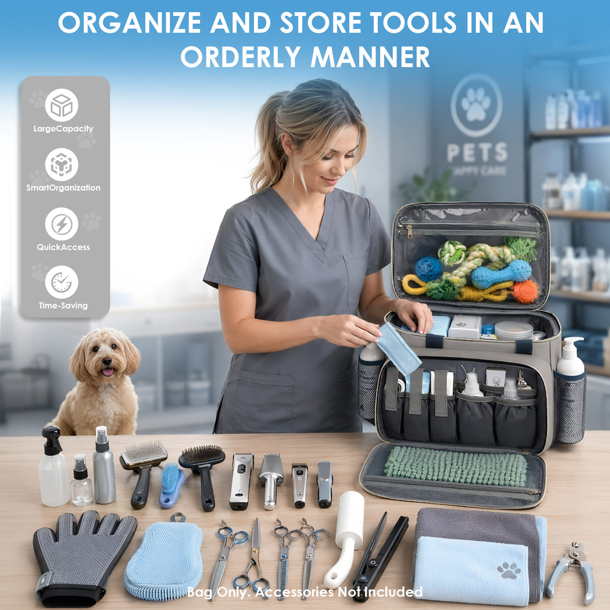 Modoker Dog Grooming Vacuum Organizer Bag with Tool Storage