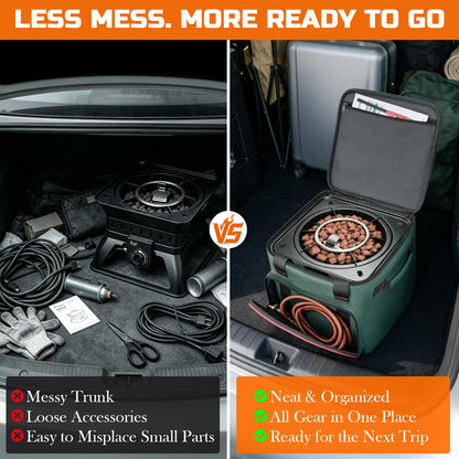 14-Inch Square Fire Pit Carry Bag with Water-Resistant Bottom, Easy-Carry Handles & Zipper Closure for Camping and Travel