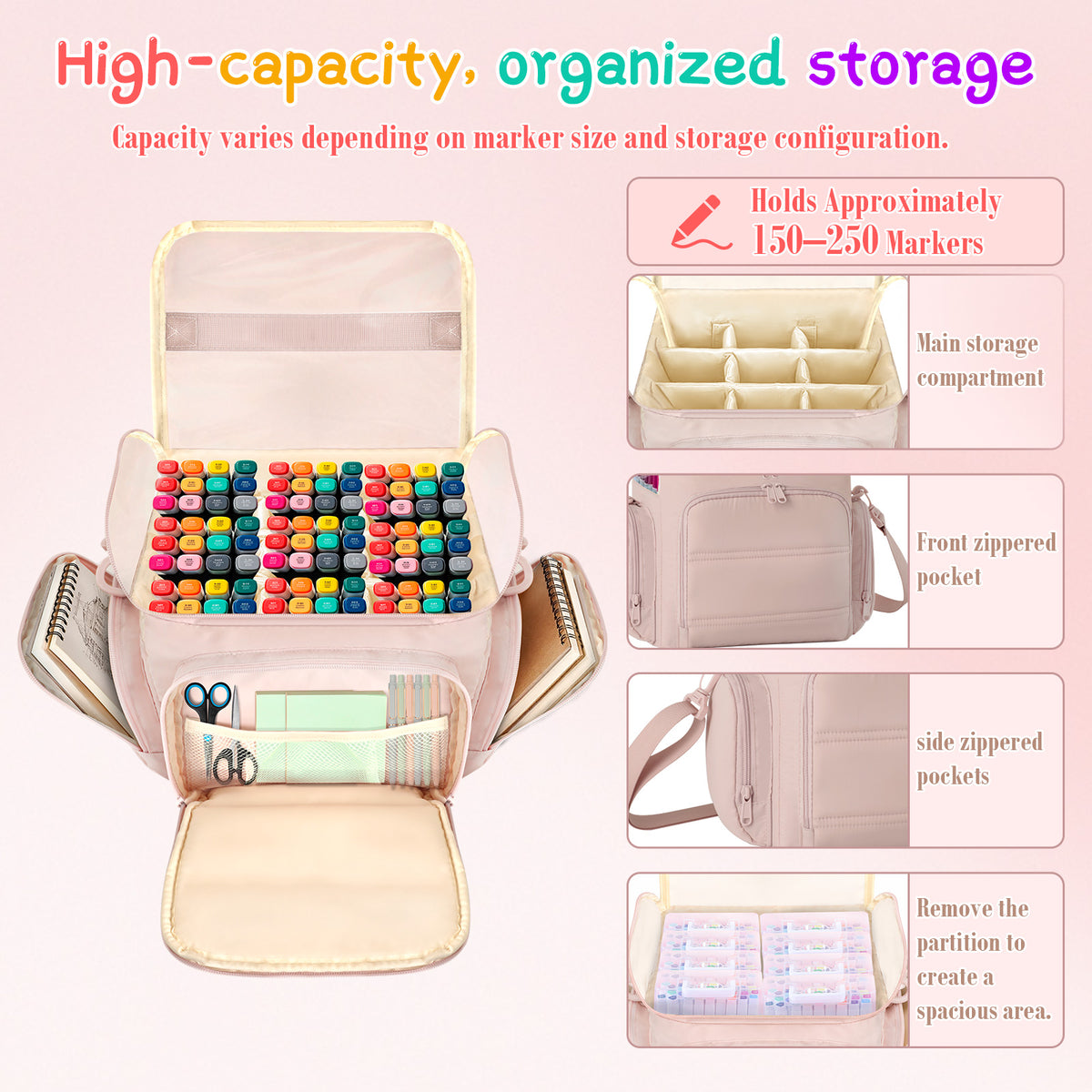 Large Marker Organizer Bag for Up to 250 Markers
