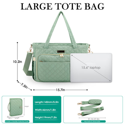 Large Quilted Everyday Bag for Women, Laptop Tote for Work, Study, Church & Travel