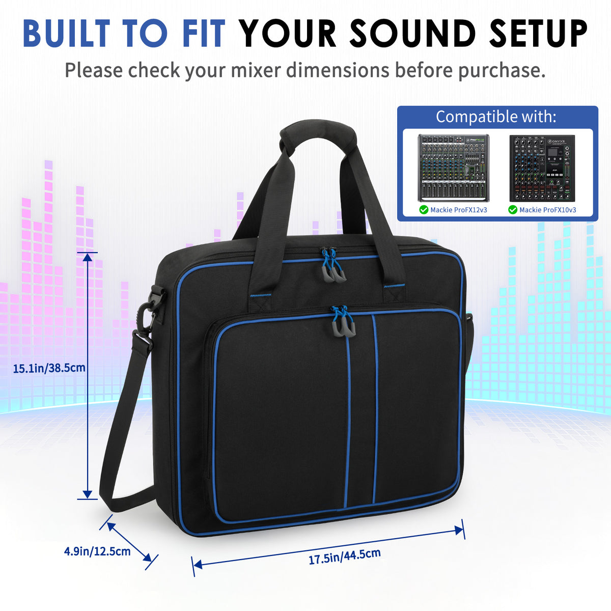 Padded Audio Equipment Carrying Case with Multi-Pocket Storage for Microphones, Cables & Accessories