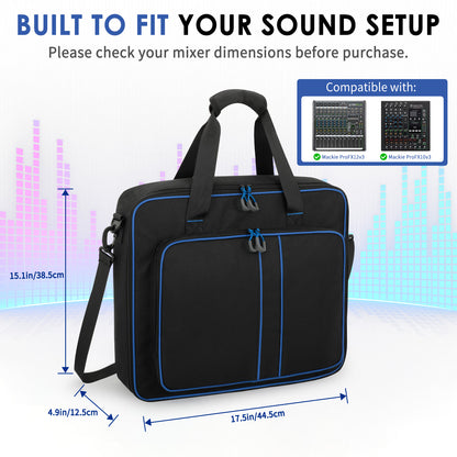 Padded Audio Equipment Carrying Case with Multi-Pocket Storage for Microphones, Cables & Accessories