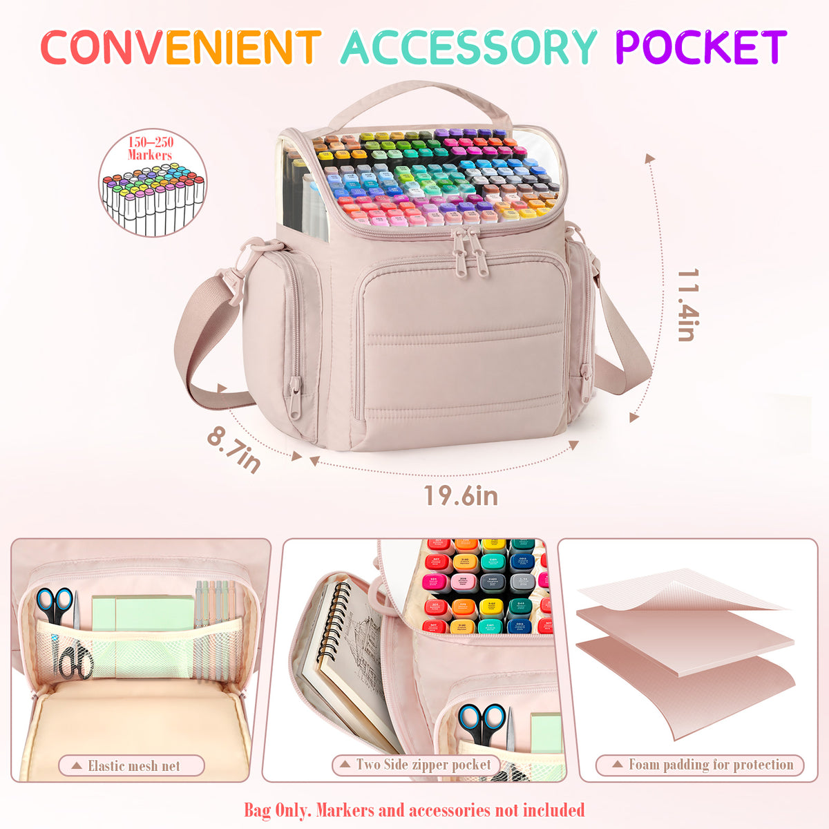Large Marker Organizer Bag for Up to 250 Markers
