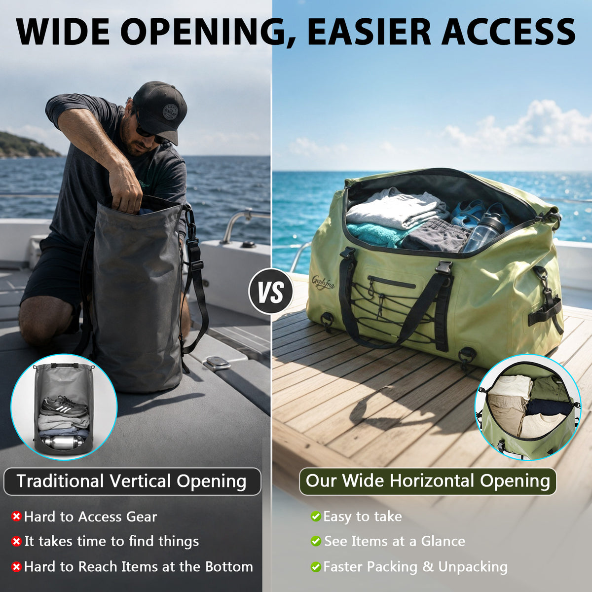 Large Waterproof Duffel Backpack for Kayaking & Camping