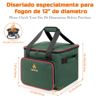 14-Inch Square Fire Pit Carry Bag with Water-Resistant Bottom, Easy-Carry Handles & Zipper Closure for Camping and Travel