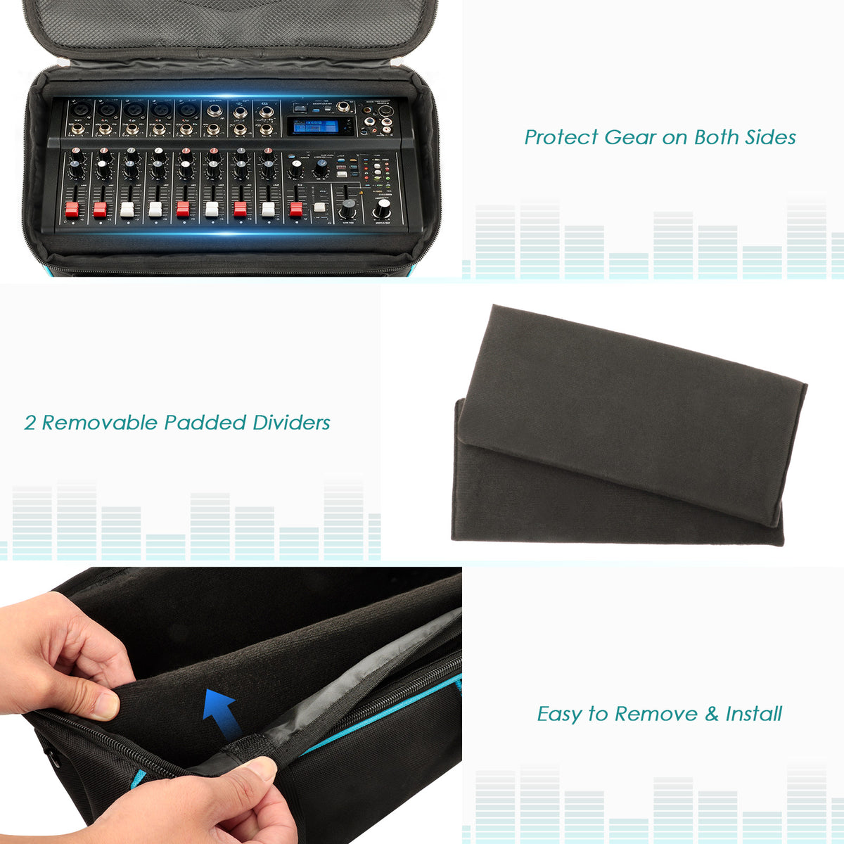 Padded Mixer Carrying Bag Compatible with Behringer X AIR XR12/XR16/XR18, 10mm Protection with Front Storage Pocket