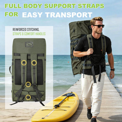 Inflatable Stand Up Paddle Board Bag, 2-in-1 110L Large Capacity Paddle Board Backpack with Padded Shoulder Straps, Water Resistant SUP Travel Bag for Pump, Paddle Board& Accessories
