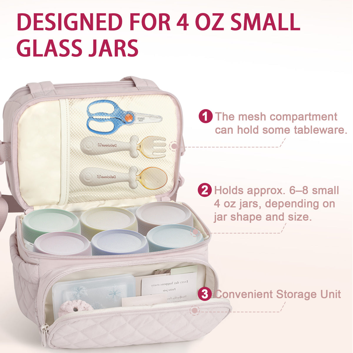 Padded Carrying Bag Compatible with 4 oz Small Glass Jars with Lids  Jar Bag for Small Glass Containers, Yogurt Containers, Jars and Meal Prep Storage