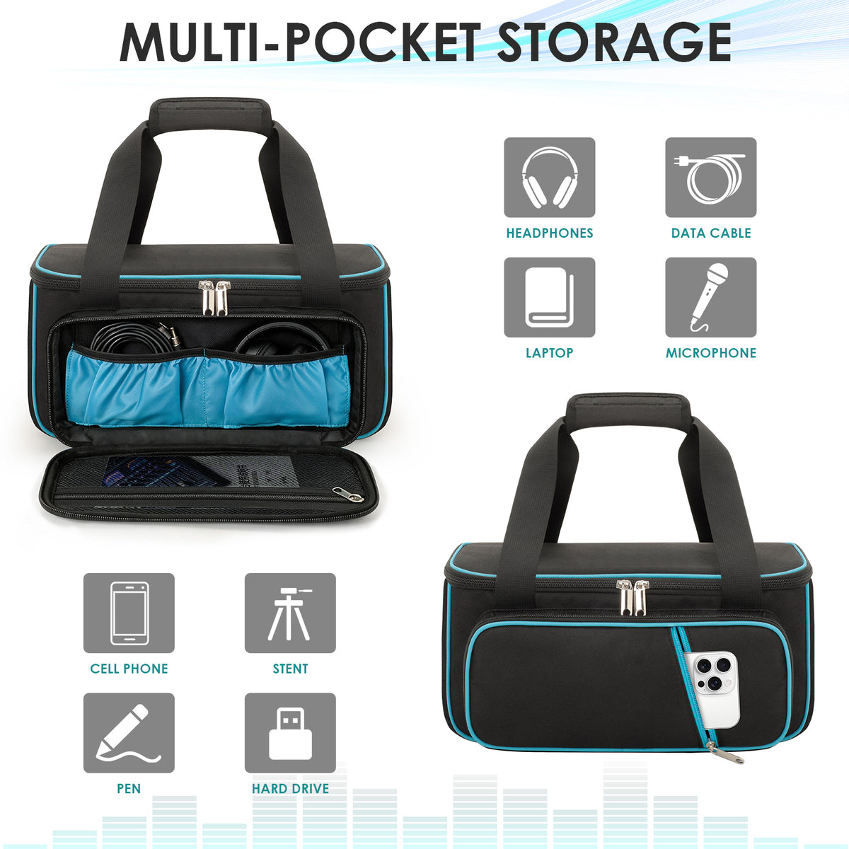 Padded Mixer Carrying Bag Compatible with Behringer X AIR XR12/XR16/XR18, 10mm Protection with Front Storage Pocket