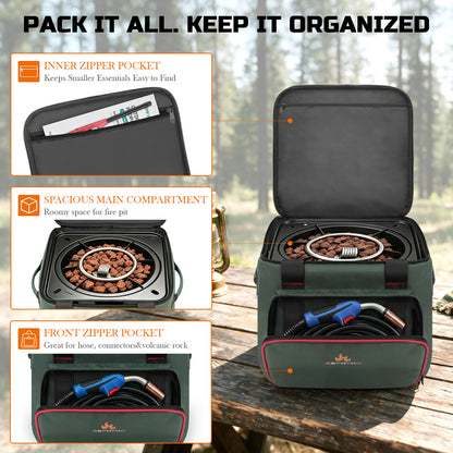 14-Inch Square Fire Pit Carry Bag with Water-Resistant Bottom, Easy-Carry Handles & Zipper Closure for Camping and Travel