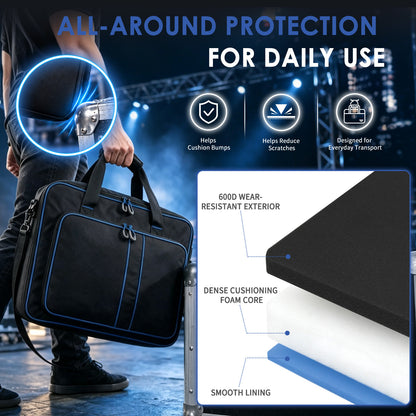 Padded Audio Equipment Carrying Case with Multi-Pocket Storage for Microphones, Cables & Accessories