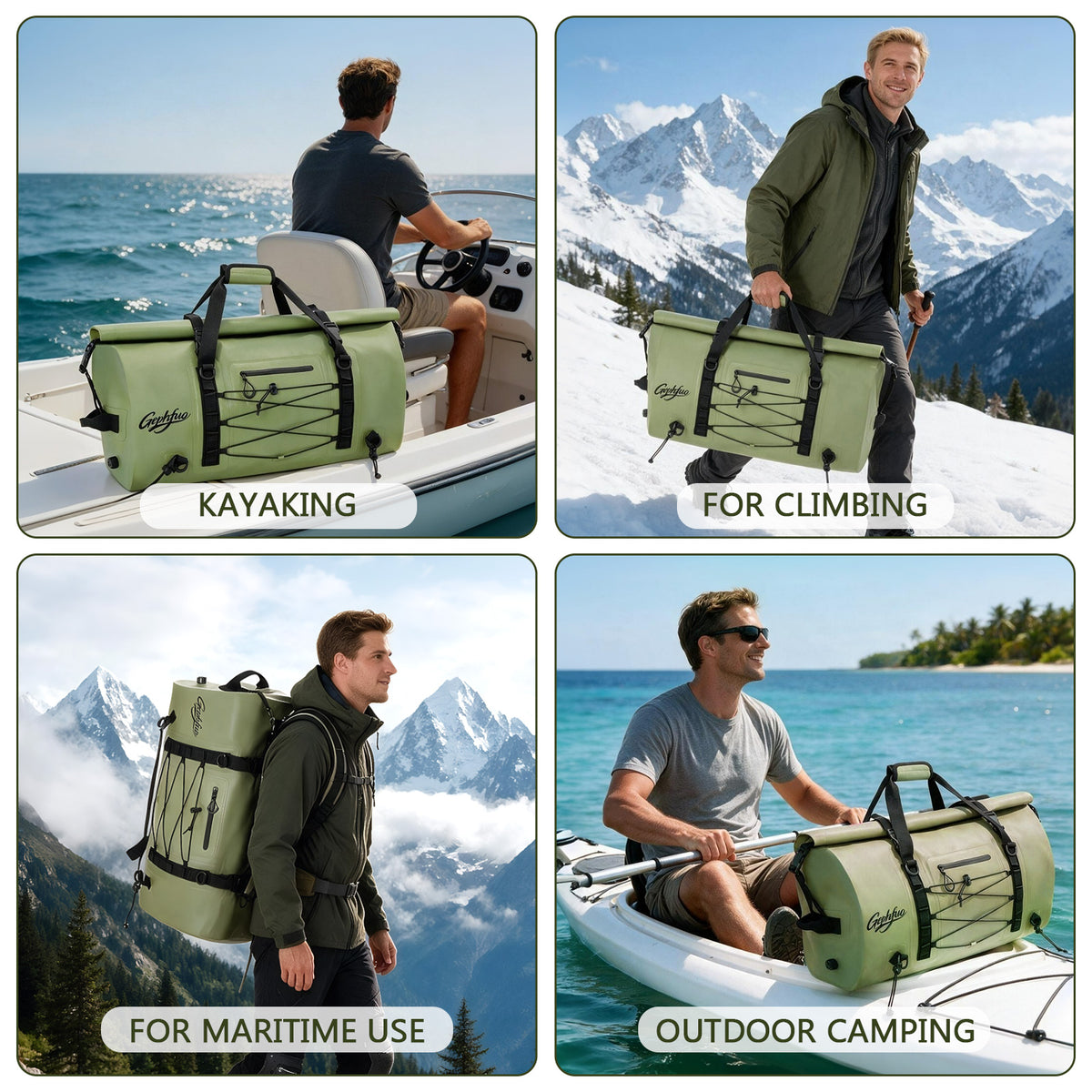 Large Waterproof Duffel Backpack for Kayaking & Camping