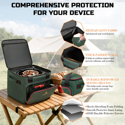 14-Inch Square Fire Pit Carry Bag with Water-Resistant Bottom, Easy-Carry Handles & Zipper Closure for Camping and Travel