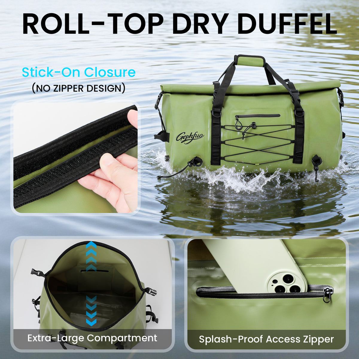 Large Waterproof Duffel Backpack for Kayaking & Camping