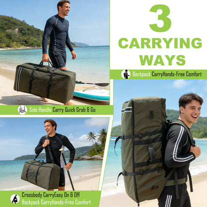 Inflatable Stand Up Paddle Board Bag, 2-in-1 110L Large Capacity Paddle Board Backpack with Padded Shoulder Straps, Water Resistant SUP Travel Bag for Pump, Paddle Board& Accessories