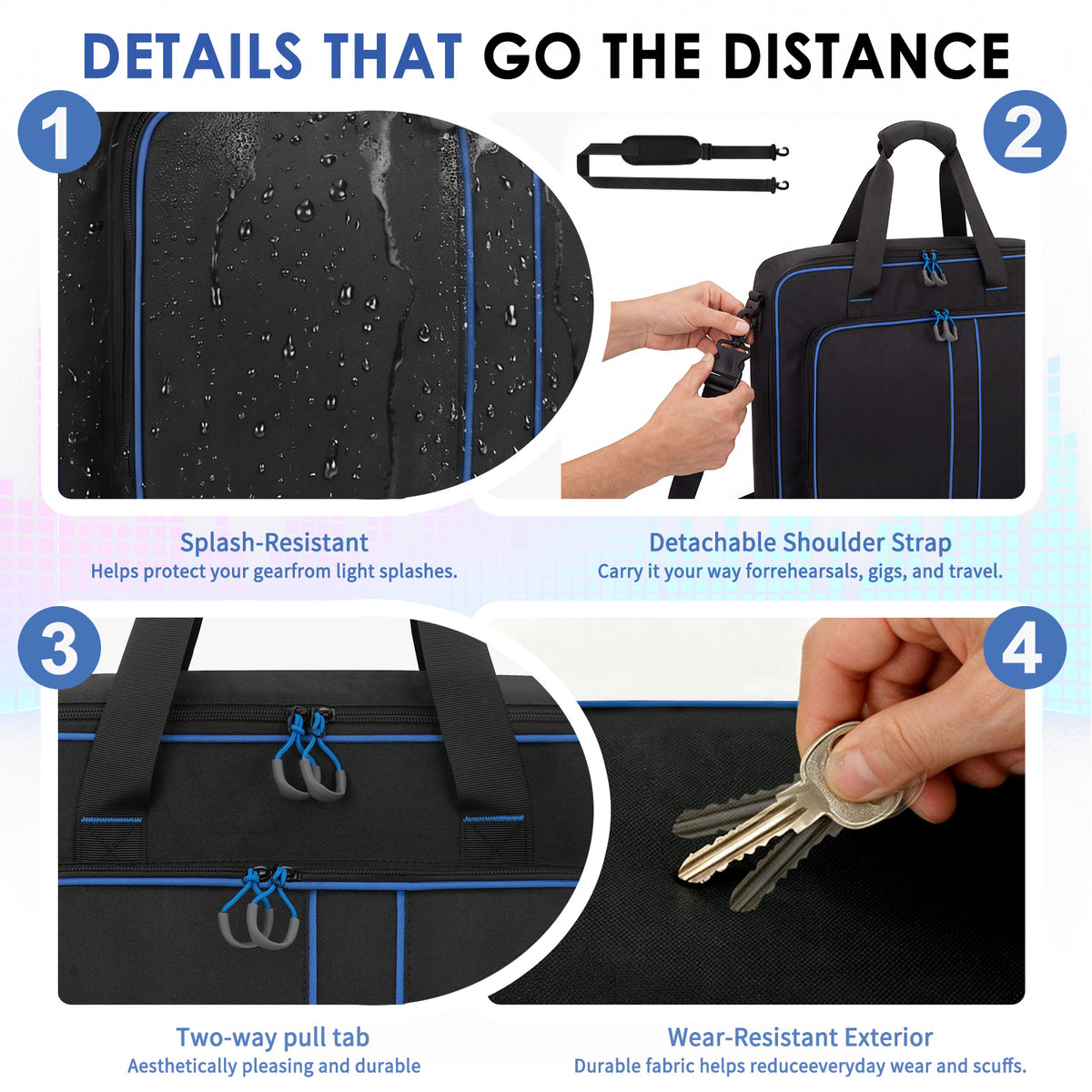 Padded Audio Equipment Carrying Case with Multi-Pocket Storage for Microphones, Cables & Accessories