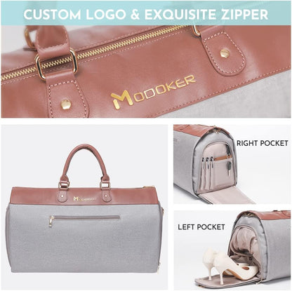 Modoker bag with custom logo and exquisite zipper, shown from multiple angles.