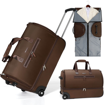 Modoker Convertible Rolling Garment Bag for Travel, Suit Travel Bag with Trolley, Garment Duffel Bag with Wheels & Shoes Compartment for Business Trip, Weekender