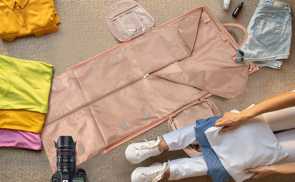 Modoker Rolling Garment Bags with Wheels, Women Garment Duffel Bag for Travel, PU Leather Convertible Garment Bag with Trollery Suit Luggage Bag