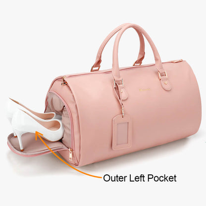 Modoker Rolling Garment Bags with Wheels, Women Garment Duffel Bag for Travel, PU Leather Convertible Garment Bag with Trollery Suit Luggage Bag