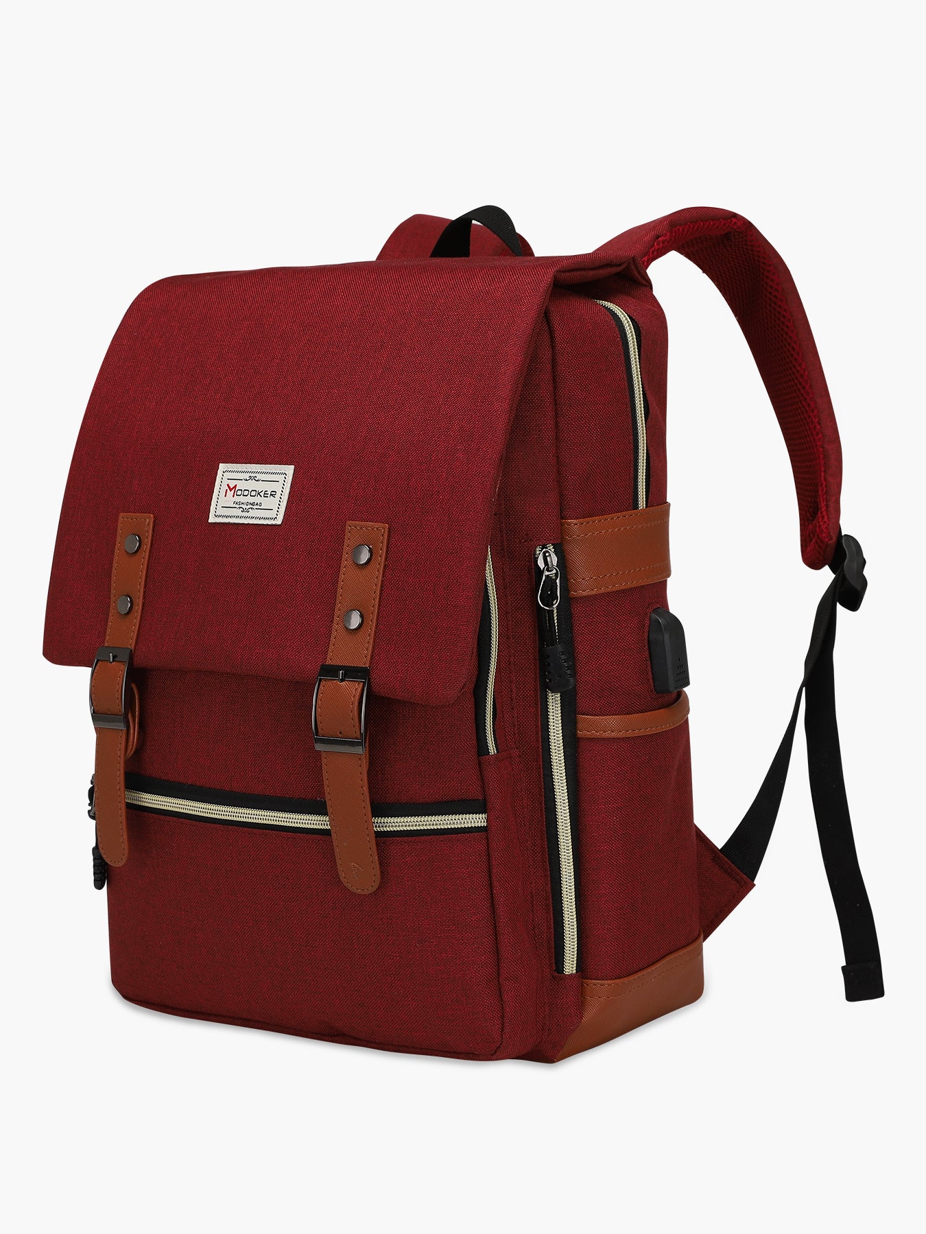 Modoker 15'' Vintage Laptop Backpack with USB Charging Port