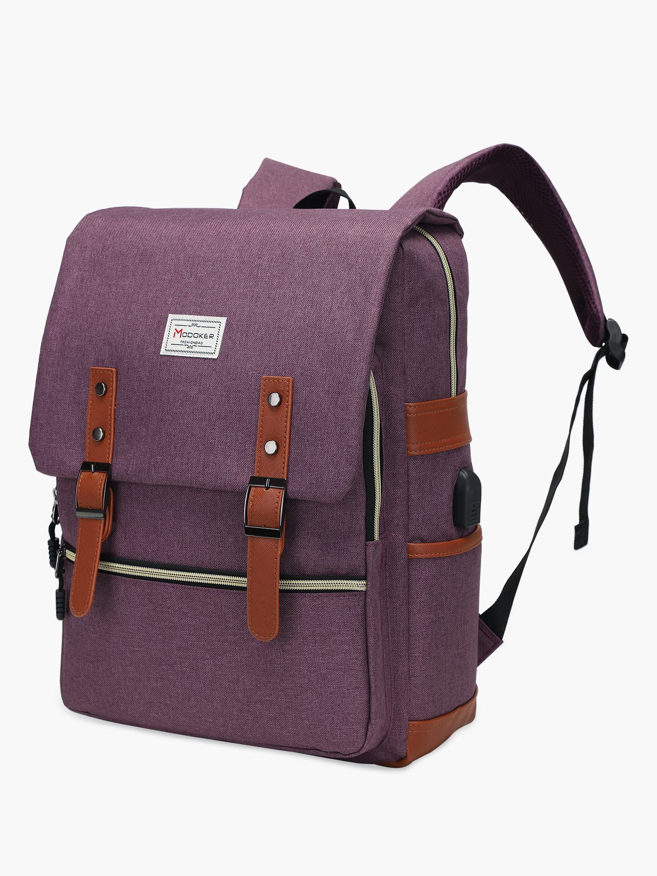 Modoker 15'' Vintage Laptop Backpack with USB Charging Port