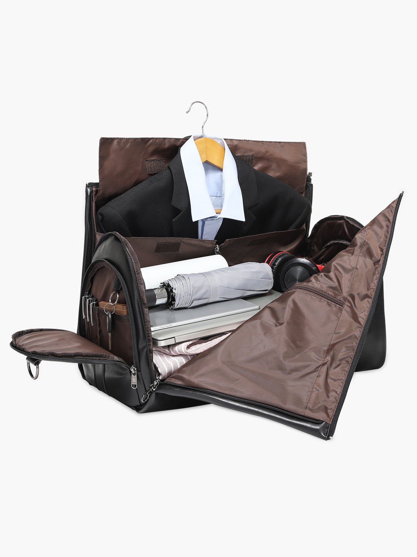 Convertible Leather Garment Bag for Travel