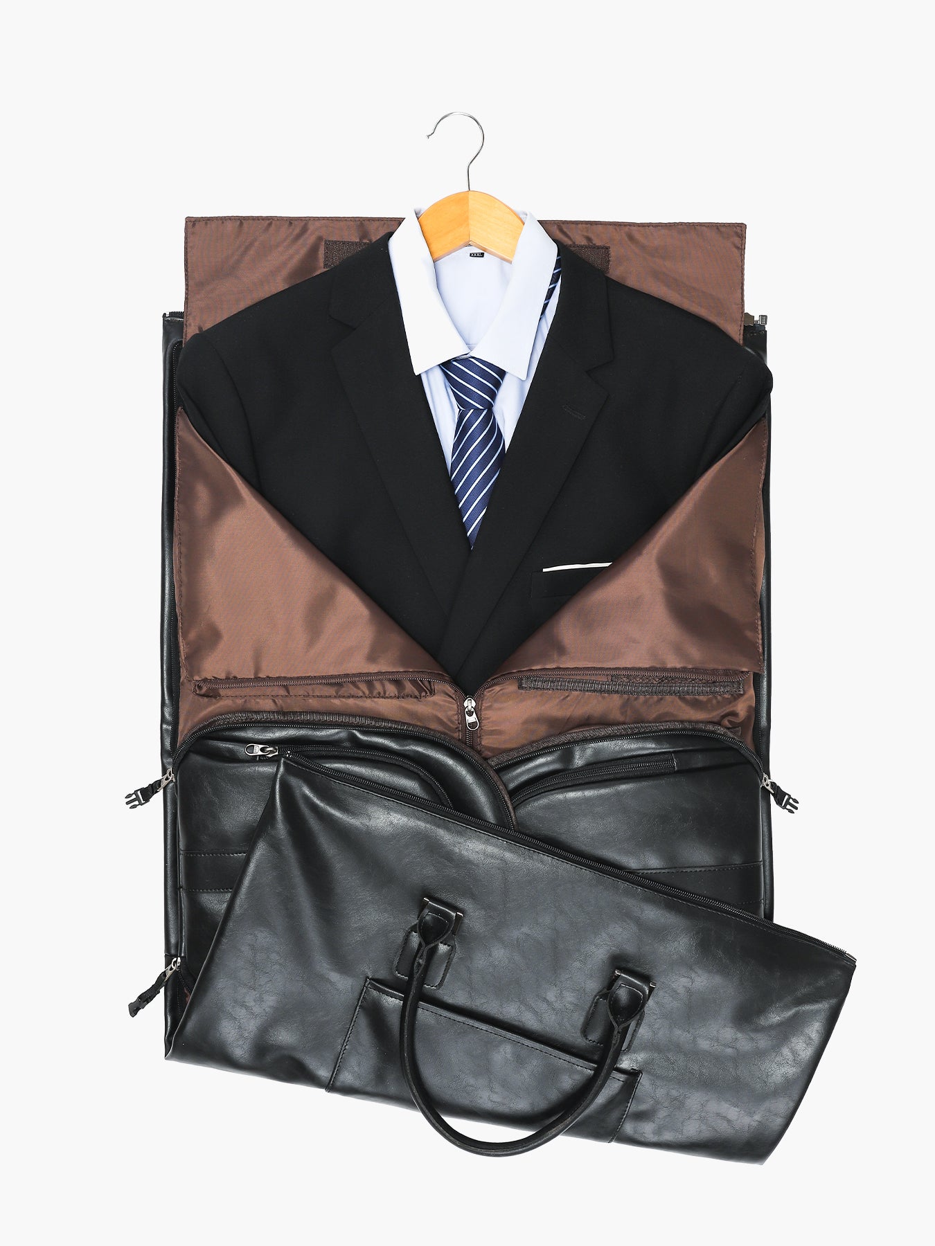 Convertible Leather Garment Bag for Travel-MODOKER-Black
