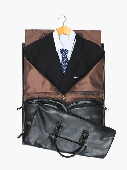 Convertible Leather Garment Bag for Travel-MODOKER-Black