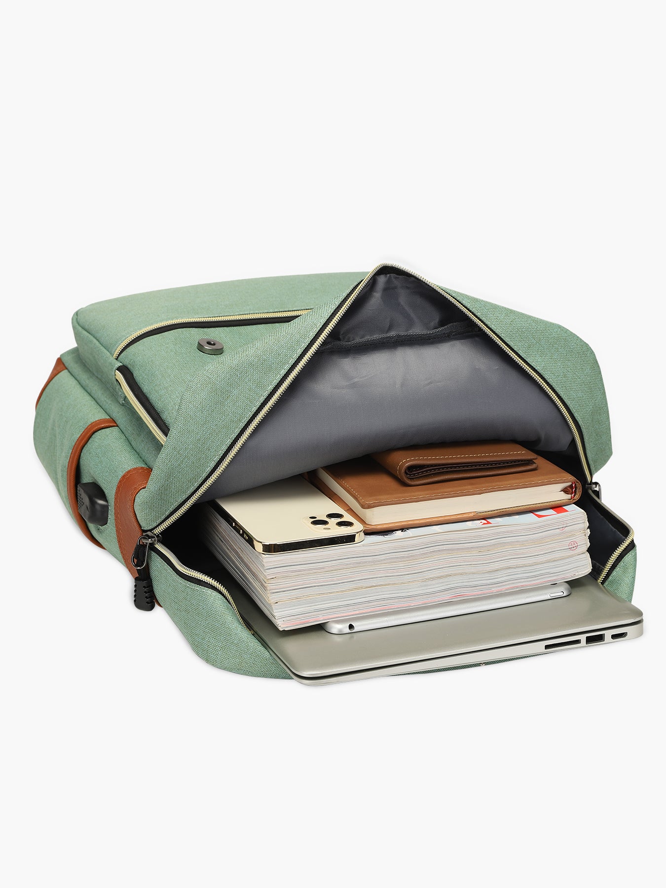 MODOKER Vintage Laptop Backpack for Women Men- Green Travel Backpack