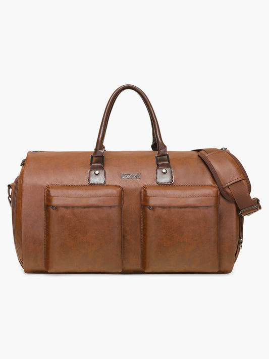 Convertible Leather Garment Bag for Travel-MODOKER-Brown