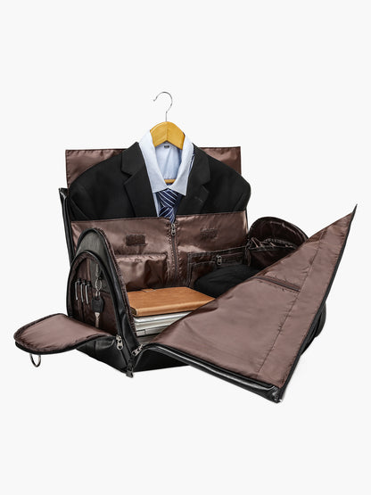 Convertible Leather Garment Bag for Travel-MODOKER-Black